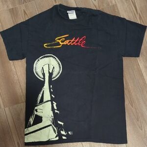 Seattle Graphic Tee - Black with Yellow and Red Accents